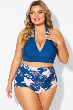 Navy V-neck Halter Tie Bikini Top -Bikini Bliss Shop b debk002005 3