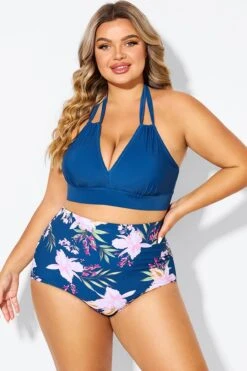 Navy V-neck Halter Tie Bikini Top -Bikini Bliss Shop b debk002005 4