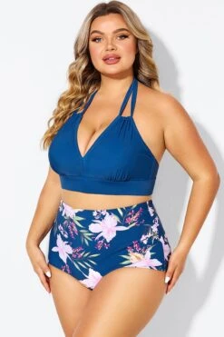 Navy V-neck Halter Tie Bikini Top -Bikini Bliss Shop b debk002005 5