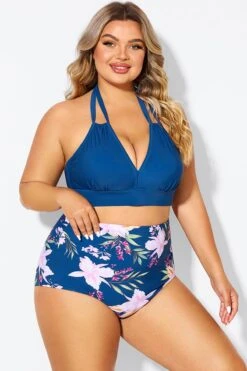 Navy V-neck Halter Tie Bikini Top -Bikini Bliss Shop b debk002005 6