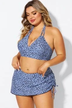 V-Neck Black Dots Printed Halter Sexy Bikini Top -Bikini Bliss Shop b debk002007 4