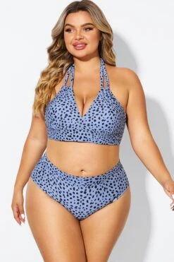 V-Neck Black Dots Printed Halter Sexy Bikini Top -Bikini Bliss Shop b debk002007 6