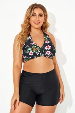 Flower Printed Women V-neck Bikini Top -Bikini Bliss Shop b debk005001t 2