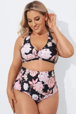 Multi Pattern Halter High Waist Bikini Set