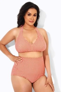 Wave Pattern Halter High Waist Bikini Top -Bikini Bliss Shop b debk005006 3