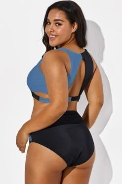 V-Neck Colorblock Stylish Wrap Swimsuits Bikini Top -Bikini Bliss Shop b debk015005 55 1