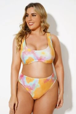 Tie Dye Scoopneck Fashion Lady Bikini Set