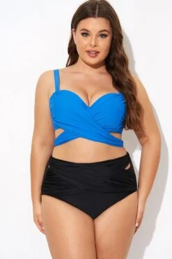 Blue Wrap Front Women Bikini Top -Bikini Bliss Shop b debk042001 3