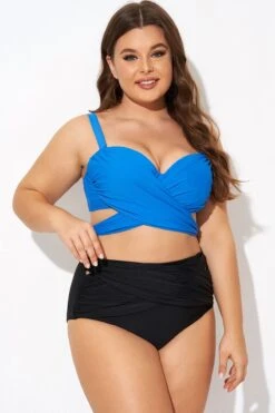 Blue Wrap Front Women Bikini Top -Bikini Bliss Shop b debk042001 5