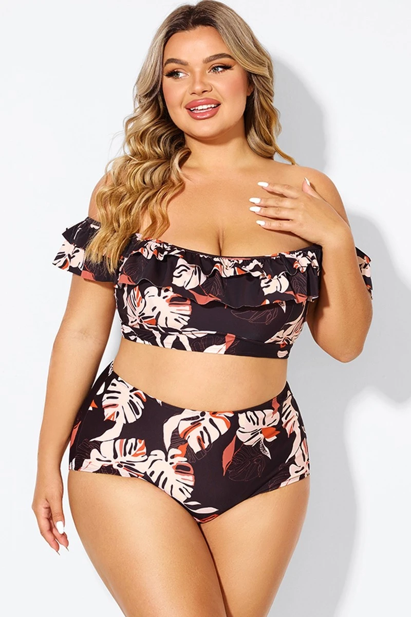 Flower Print Ruffle Women Bikini Top 1 Flower Print Ruffle Women Bikini Top