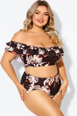 Flower Print Ruffle Women Bikini Top 11 Flower Print Ruffle Women Bikini Top -Bikini Bliss Shop b debk051002 6