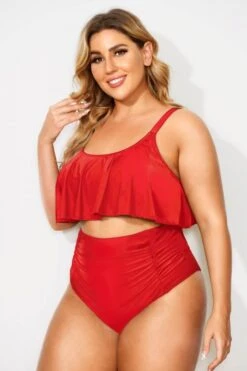 Red Adjustable Scoop Neck Straps Bikini Top -Bikini Bliss Shop b debk063004 33