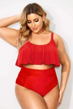 Red Adjustable Scoop Neck Straps Bikini Top -Bikini Bliss Shop b debk063004 44