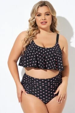 Star Pattern Ruffle Women Bikini Top -Bikini Bliss Shop b debk063006 5