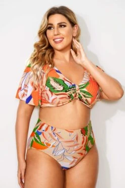 Tropical Print Sexy Bow V-neck Bikini Set 6 Tropical Print Sexy Bow V-neck Bikini Set -Bikini Bliss Shop b debk064001 3 2