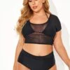 Black Sexy Women Mesh Crop Bikini Top