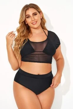 Black Sexy Women Mesh Crop Bikini Top -Bikini Bliss Shop b debk068001 4
