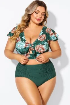 Floral Print Retro Women Bikini Top With Sleeves -Bikini Bliss Shop b debk072006 5