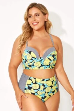 Lemon Print & Striped Bust Support Bikini Top -Bikini Bliss Shop b debk077001 3