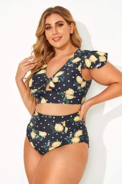 Lemon Flutter Cap Short Sleeve Bikini Top -Bikini Bliss Shop b debk078001 1