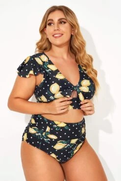 Lemon Flutter Cap Short Sleeve Bikini Top -Bikini Bliss Shop b debk078001 3