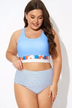 Multi-color Round Neck Racerback Bikini Top -Bikini Bliss Shop b debk138001 3