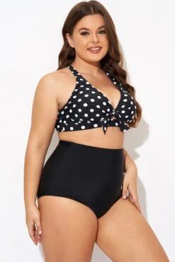 Polka Dot V Neck Front Knot Bikini Top -Bikini Bliss Shop b debk139001 6