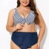 Striped Tie Front Underwire Bikini Top