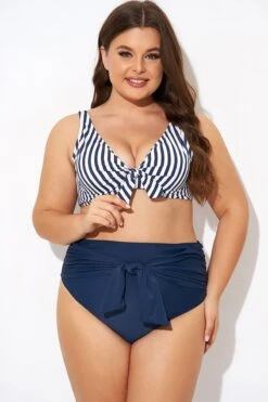 Featured Products 13 Striped Tie Front Underwire Bikini Top