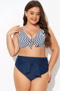 Striped Tie Front Underwire Bikini Top -Bikini Bliss Shop b debk140001 3
