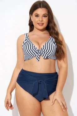 Striped Tie Front Underwire Bikini Top -Bikini Bliss Shop b debk140001 5
