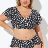 Mono Spot Flutter Sleeve Wrap Bikini Top