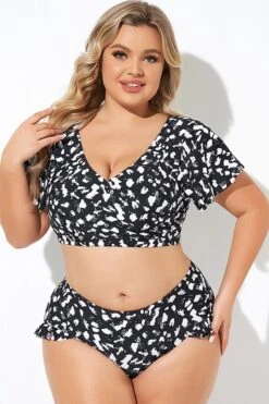 Mono Spot Flutter Sleeve Wrap Bikini Top -Bikini Bliss Shop b debk142001 3