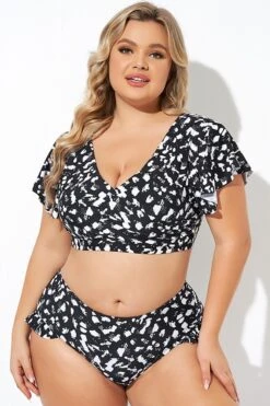 Mono Spot Flutter Sleeve Wrap Bikini Top -Bikini Bliss Shop b debk142001 4