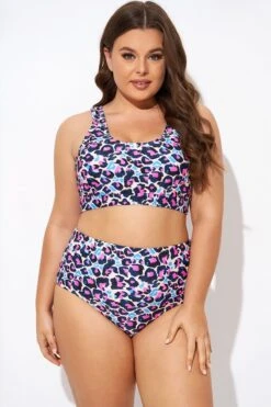 Flattering Peach Leopard Pull-on Design Bikini Top -Bikini Bliss Shop b debk143001 3