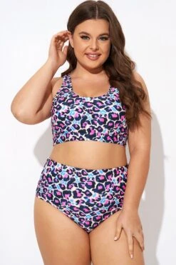 Flattering Peach Leopard Pull-on Design Bikini Top -Bikini Bliss Shop b debk143001 4