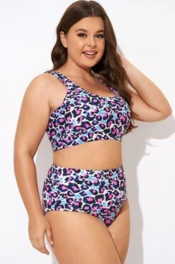 Flattering Peach Leopard Pull-on Design Bikini Top -Bikini Bliss Shop b debk143001 5