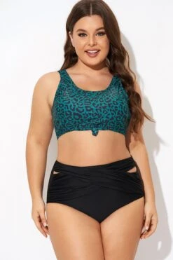 Green Leopard Print Knot Swim Bikini Top -Bikini Bliss Shop b debk148001 5