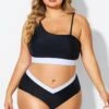 Black & White One Shoulder High Waisted Bikini Top