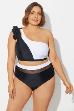 Black＆White Chic One Shoulder Bikini Top -Bikini Bliss Shop b debk153001 5