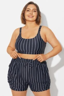 Plus Size Black ＆ White Pinstripe Bikini Top -Bikini Bliss Shop b debk154001 3