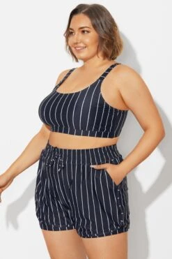 Plus Size Black ＆ White Pinstripe Bikini Top -Bikini Bliss Shop b debk154001 4