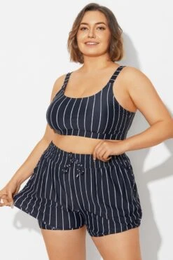 Plus Size Black ＆ White Pinstripe Bikini Top -Bikini Bliss Shop b debk154001 6