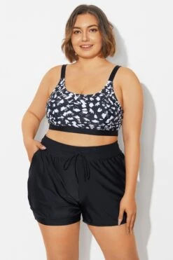 Plus Size Black＆White Square Neck Bikini Top -Bikini Bliss Shop b debk154002 3