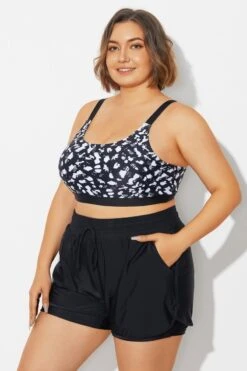 Plus Size Black＆White Square Neck Bikini Top -Bikini Bliss Shop b debk154002 4