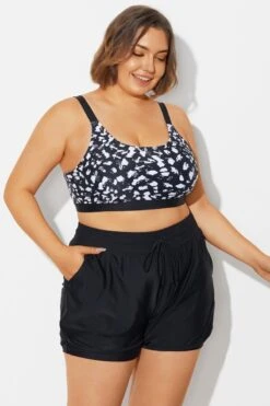 Plus Size Black＆White Square Neck Bikini Top -Bikini Bliss Shop b debk154002 5