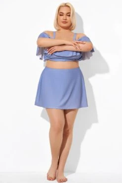 Blue Swim Skirt With Built In Brief