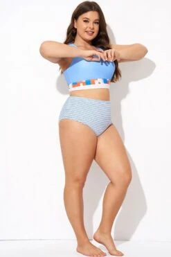 Blue And White Striped Swim Bottom -Bikini Bliss Shop b debt006006 4