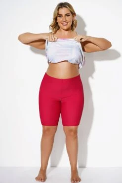 Wine Red Women Long Bike Short Swim Bottom -Bikini Bliss Shop b debt010003 1