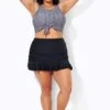 Black Ruffle High Waist Swim Skirt Bottoms